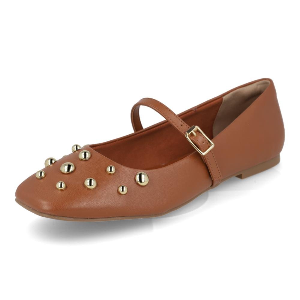 Sapatilha Feminina Via Marte Mary Jane Tachas Bico Fino Marrom 8