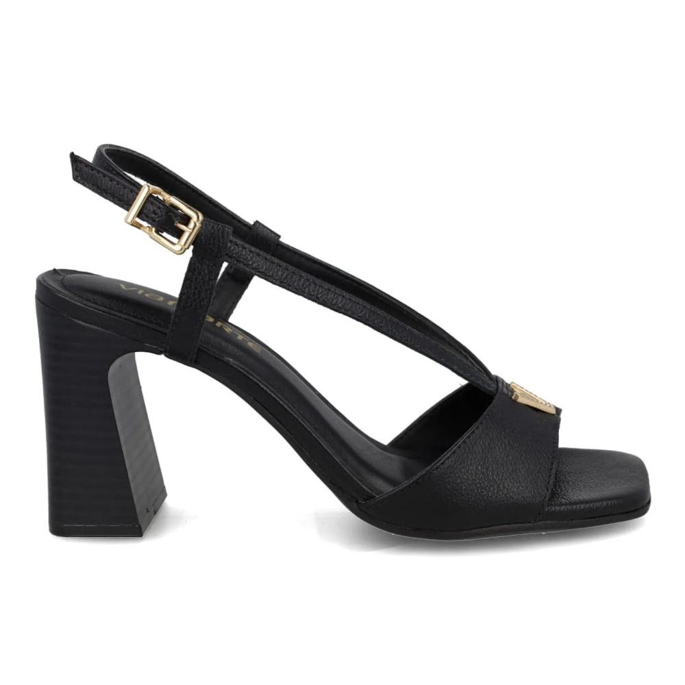 Sandália Feminina Via Marte Salto Bloco Tiras Fivela Preto 3