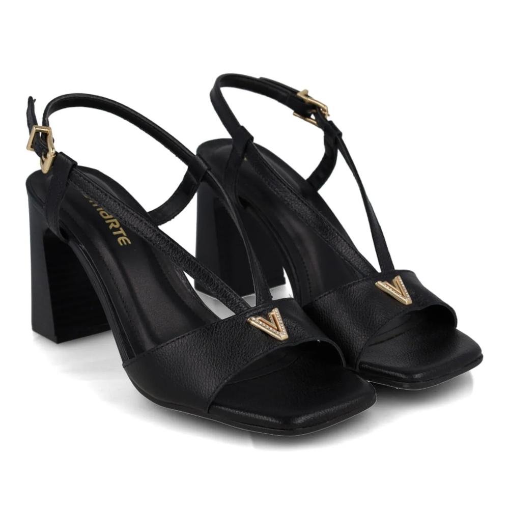 Sandália Feminina Via Marte Salto Bloco Tiras Fivela Preto 5