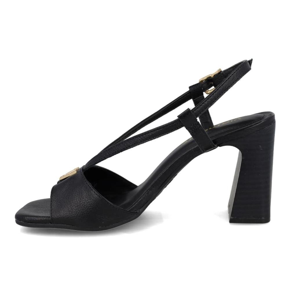 Sandália Feminina Via Marte Salto Bloco Tiras Fivela Preto 6