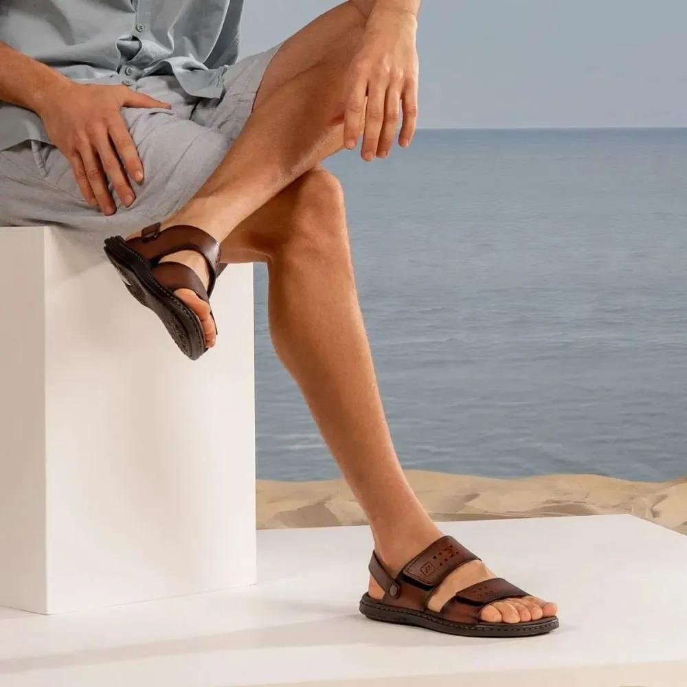 Sandália Masculina Pegada Couro Conforto