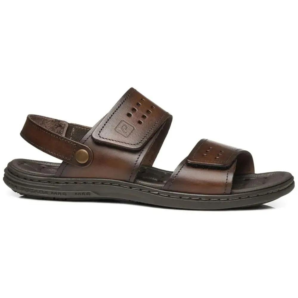 Sandália Masculina Pegada Couro Conforto Marrom 2