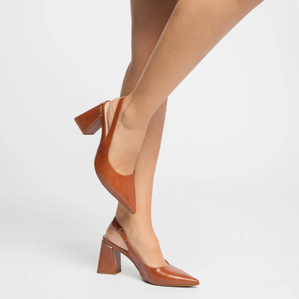 Scarpin Feminino Bebecê Salto Bloco Confortável Marrom 3