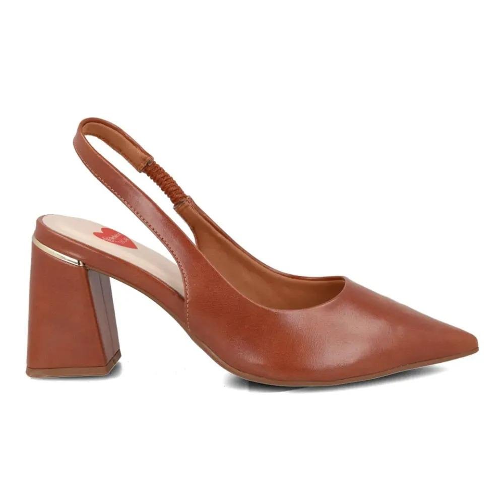 Scarpin Feminino Bebecê Salto Bloco Confortável Marrom 4