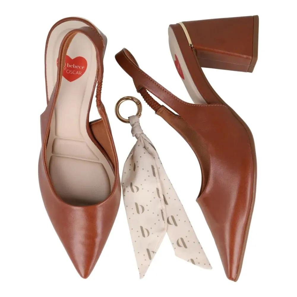 Scarpin Feminino Bebecê Salto Bloco Confortável Marrom 10