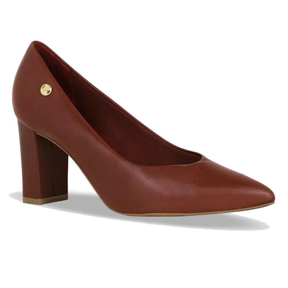 Scarpin Feminino Bottero Salto Bloco Couro Conforto Vermelho 2