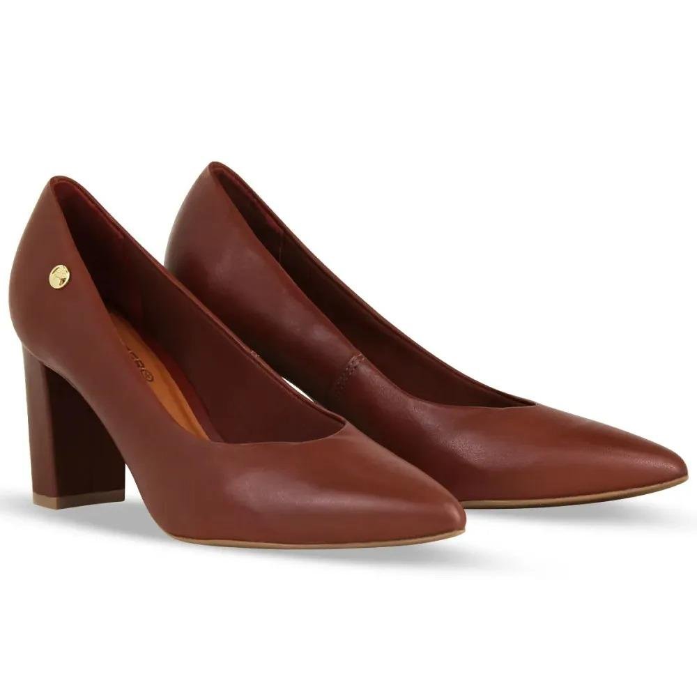 Scarpin Feminino Bottero Salto Bloco Couro Conforto Vermelho 3