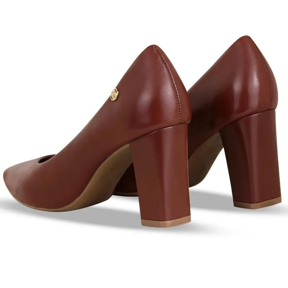 Scarpin Feminino Bottero Salto Bloco Couro Conforto Vermelho 4