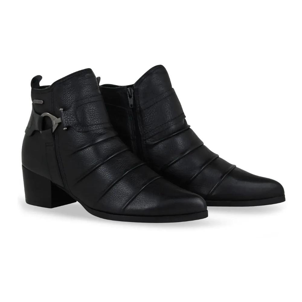 Bota Feminina Bottero Cano Curto Couro Confortável Preto 2