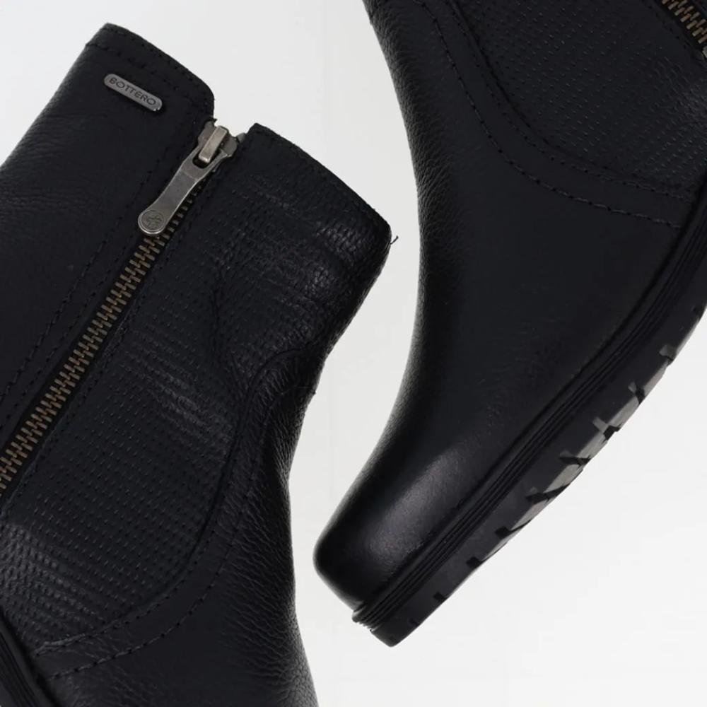 Bota Feminina Bottero Cano Curto Couro Confortável Preto 7