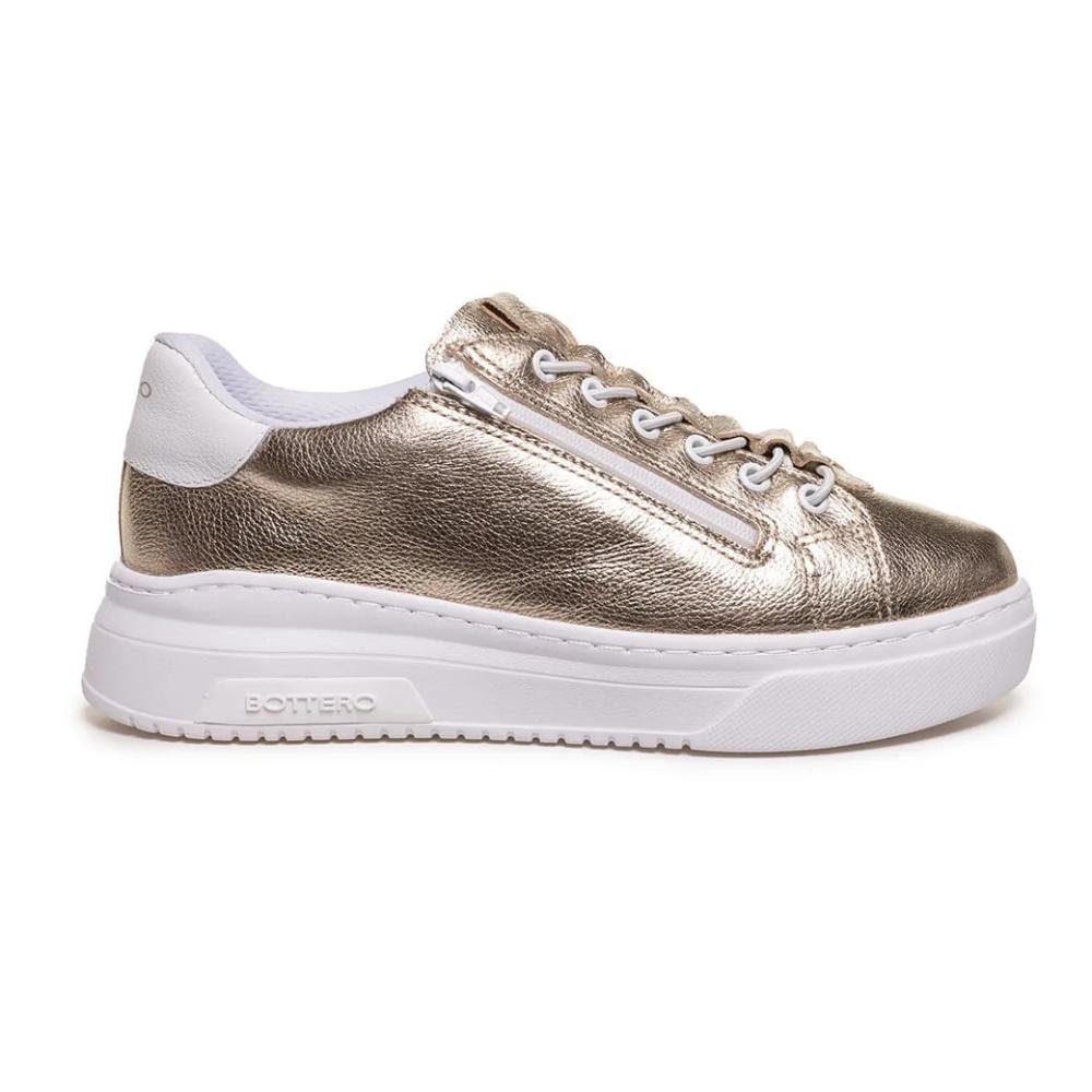Tênis Feminino Bottero Casual Couro Confortável Dourado 3