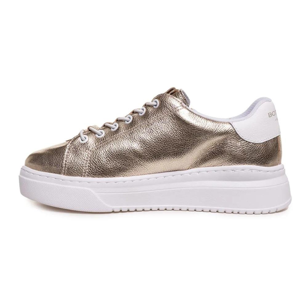 Tênis Feminino Bottero Casual Couro Confortável Dourado 4
