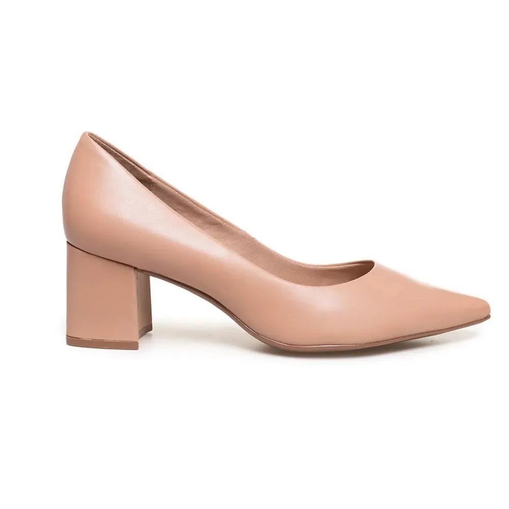 Scarpin Feminino Bottero Salto Bloco Couro Conforto Marrom 2