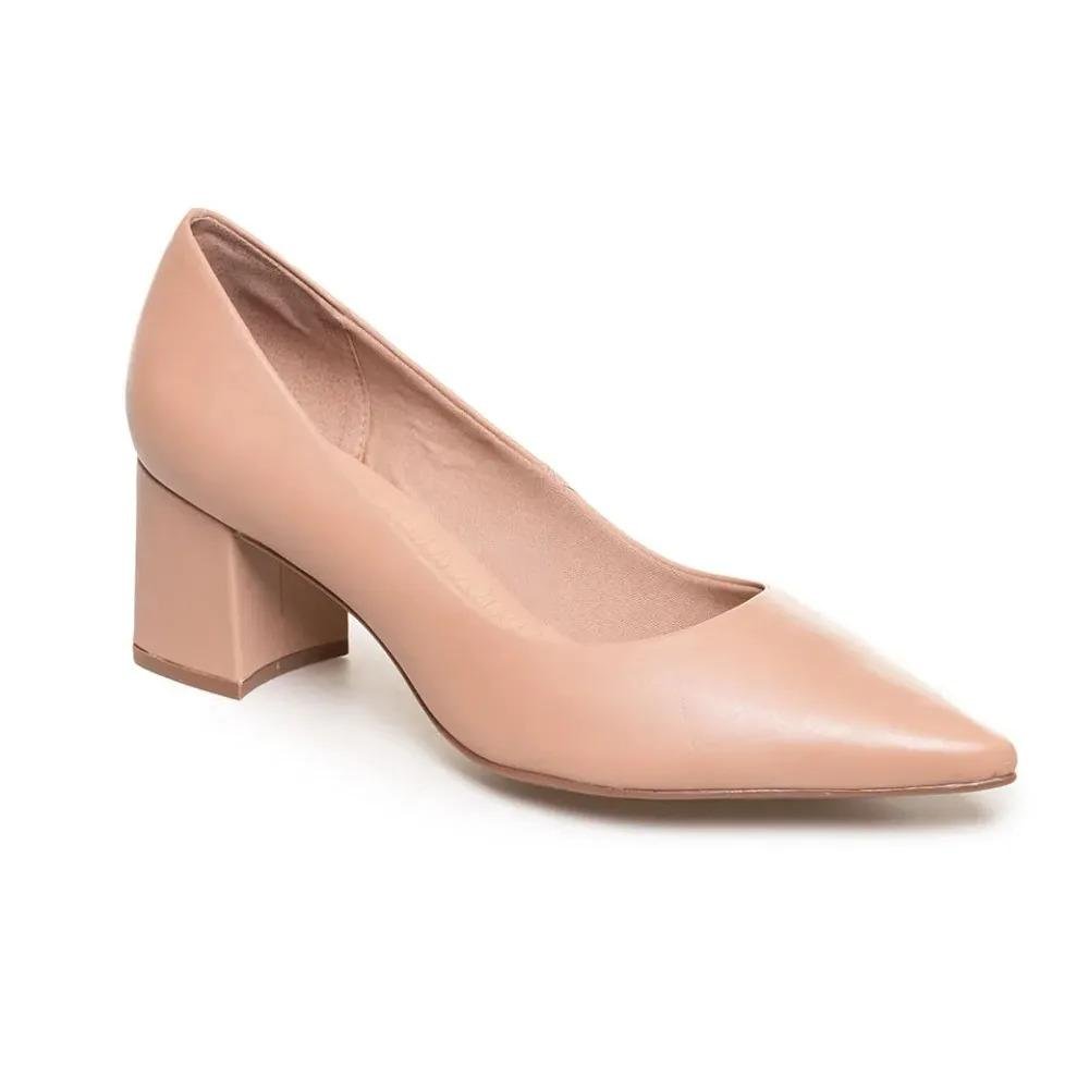 Scarpin Feminino Bottero Salto Bloco Couro Conforto Marrom 4