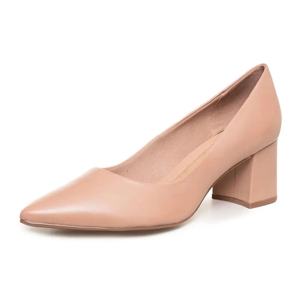 Scarpin Feminino Bottero Salto Bloco Couro Conforto Marrom 5