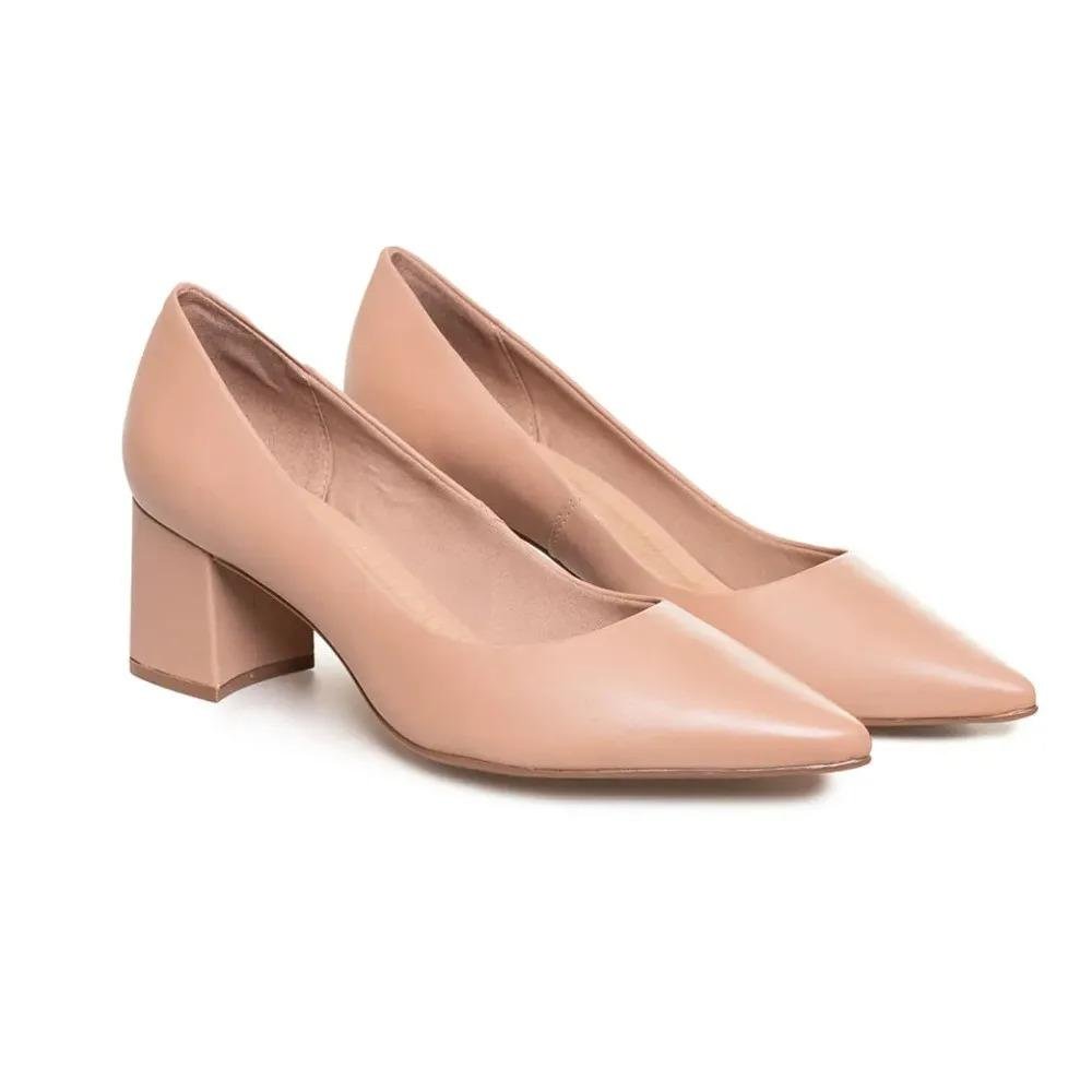 Scarpin Feminino Bottero Salto Bloco Couro Conforto Marrom 6