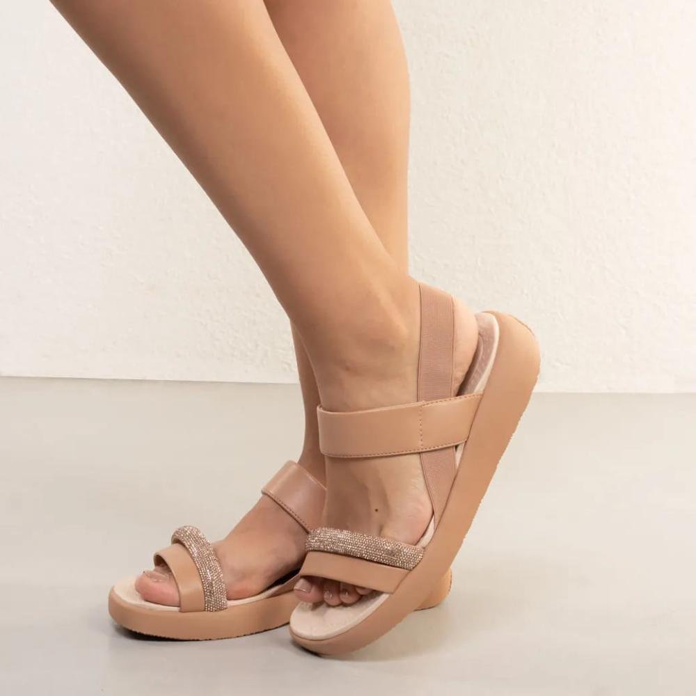 Sandália Feminina Comfortflex Rasteira Confortável Bege 2
