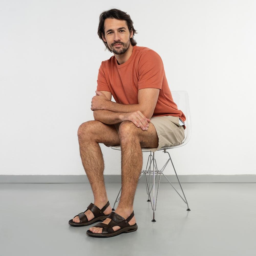 Sandália Pegada Free Couro Masculina Marrom 2