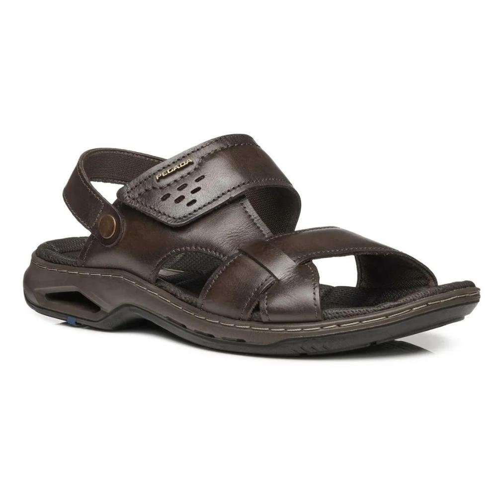 Sandália Pegada Free Couro Masculina Marrom 4