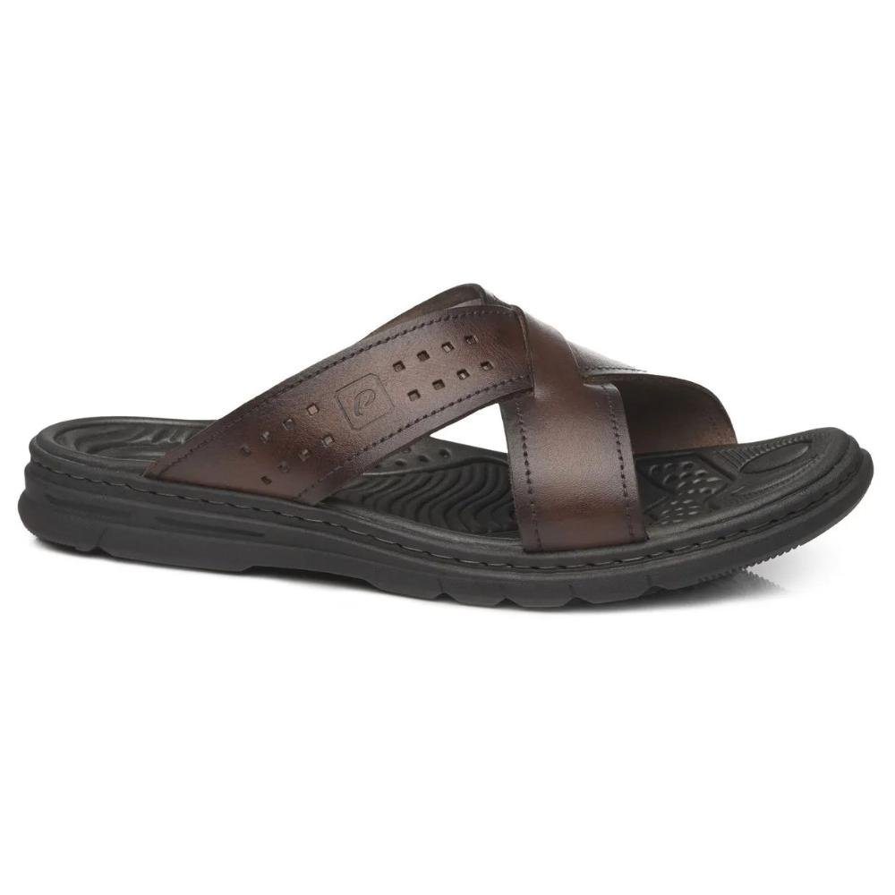 Chinelo Tiras Pegada Wave Masculino Couro