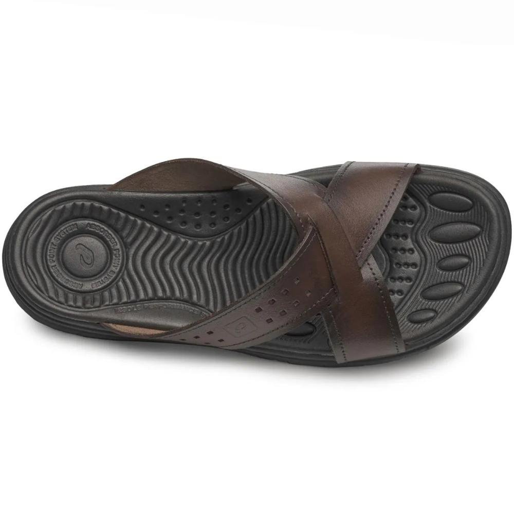 Chinelo Tiras Pegada Wave Masculino Couro Marrom 3