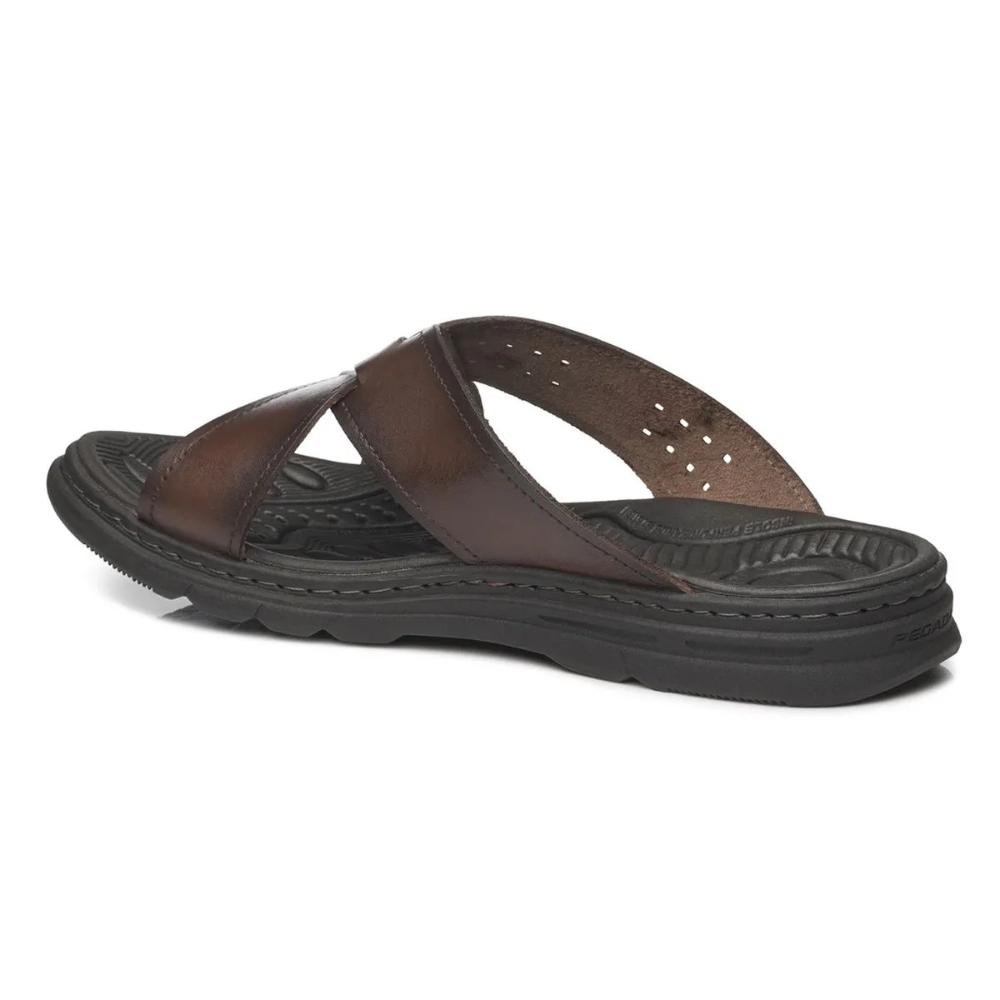 Chinelo Tiras Pegada Wave Masculino Couro Marrom 4