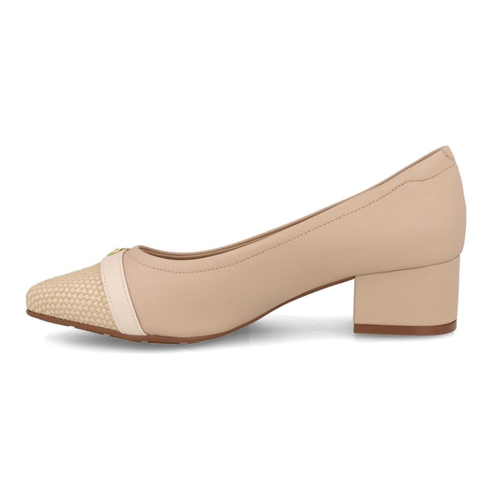 Sapato Salto Bloco Feminino Modare Line Bege 4