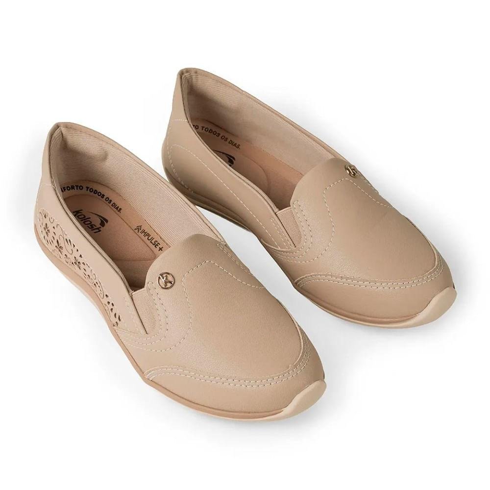 Tênis Slip On Feminino Kolosh Amiata Calce Fácil Bege 4