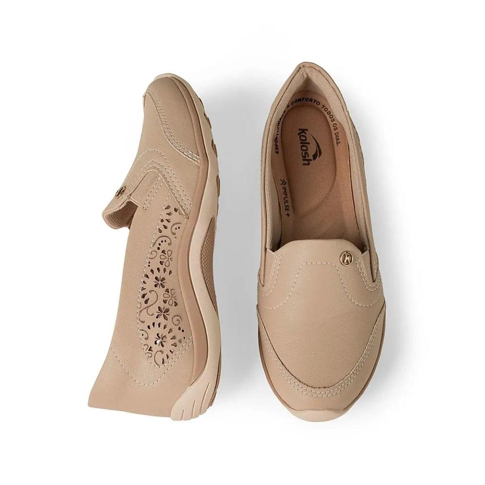 Tênis Slip On Feminino Kolosh Amiata Calce Fácil Bege 5