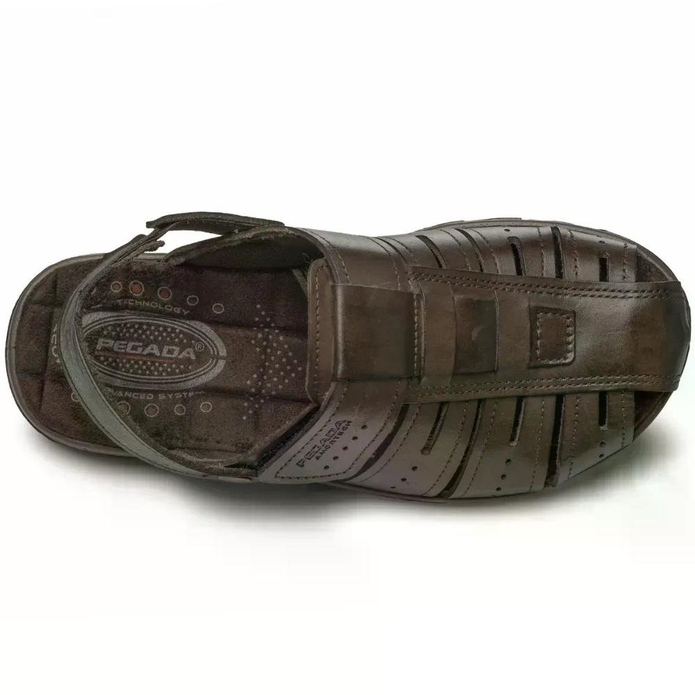 Sandália Pegada Soft Couro Masculina Amortecimento Marrom 3