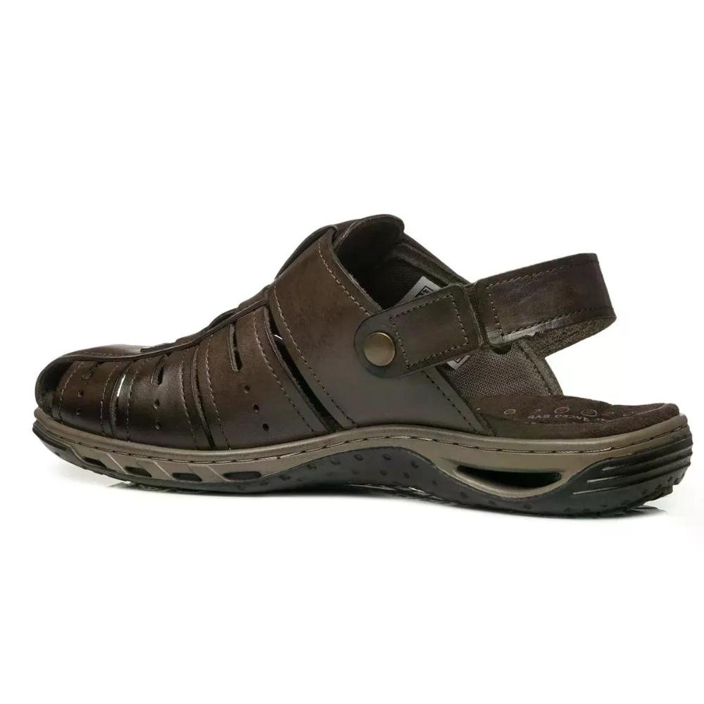 Sandália Pegada Soft Couro Masculina Amortecimento Marrom 4
