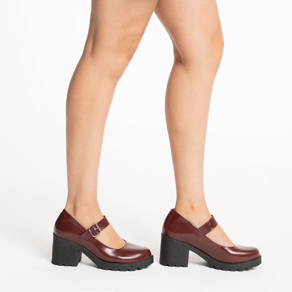 Sapato Mary Jane Feminino M Shuz Tratorado Salto Bloco