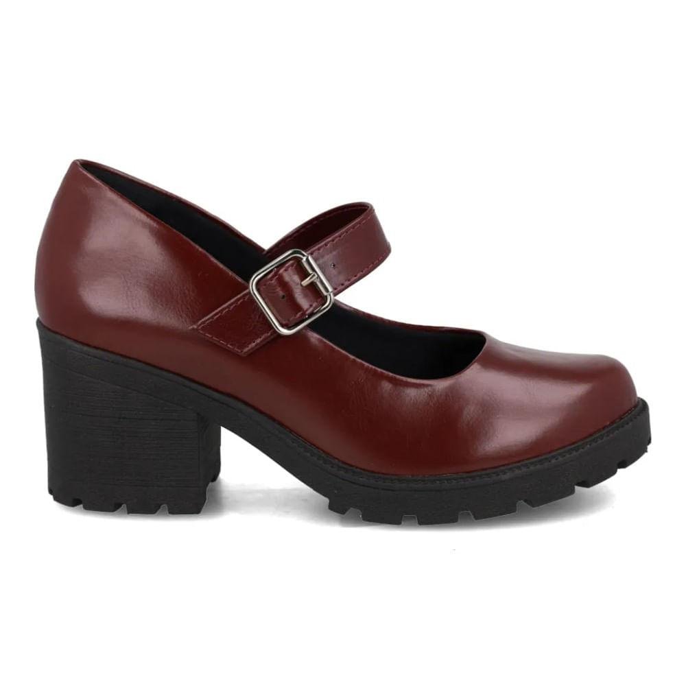 Sapato Mary Jane Feminino M Shuz Tratorado Salto Bloco Vermelho 3