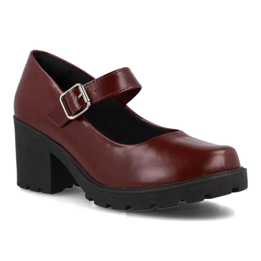 Sapato Mary Jane Feminino M Shuz Tratorado Salto Bloco Vermelho 4