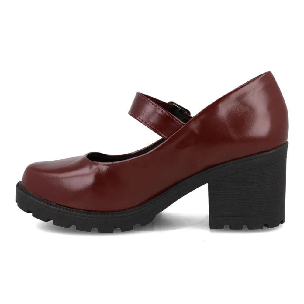Sapato Mary Jane Feminino M Shuz Tratorado Salto Bloco Vermelho 5