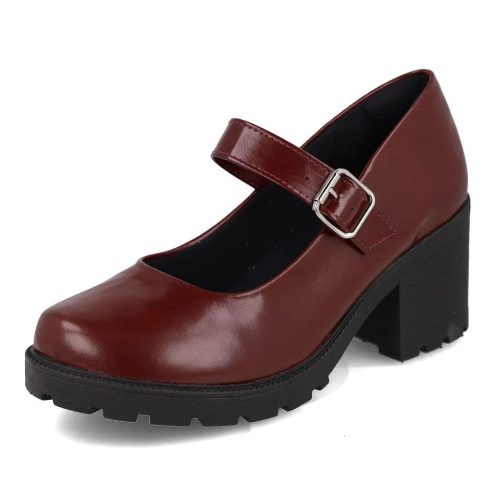 Sapato Mary Jane Feminino M Shuz Tratorado Salto Bloco Vermelho 6