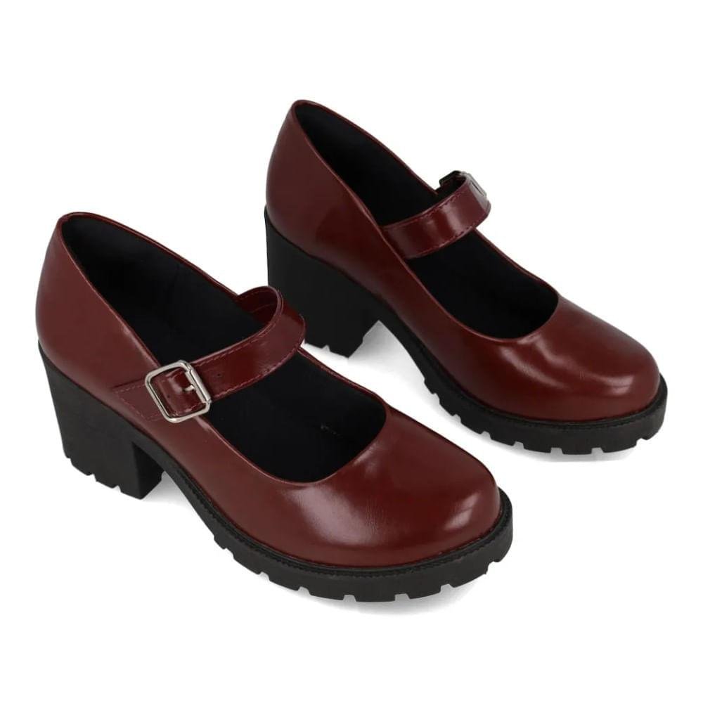 Sapato Mary Jane Feminino M Shuz Tratorado Salto Bloco Vermelho 8