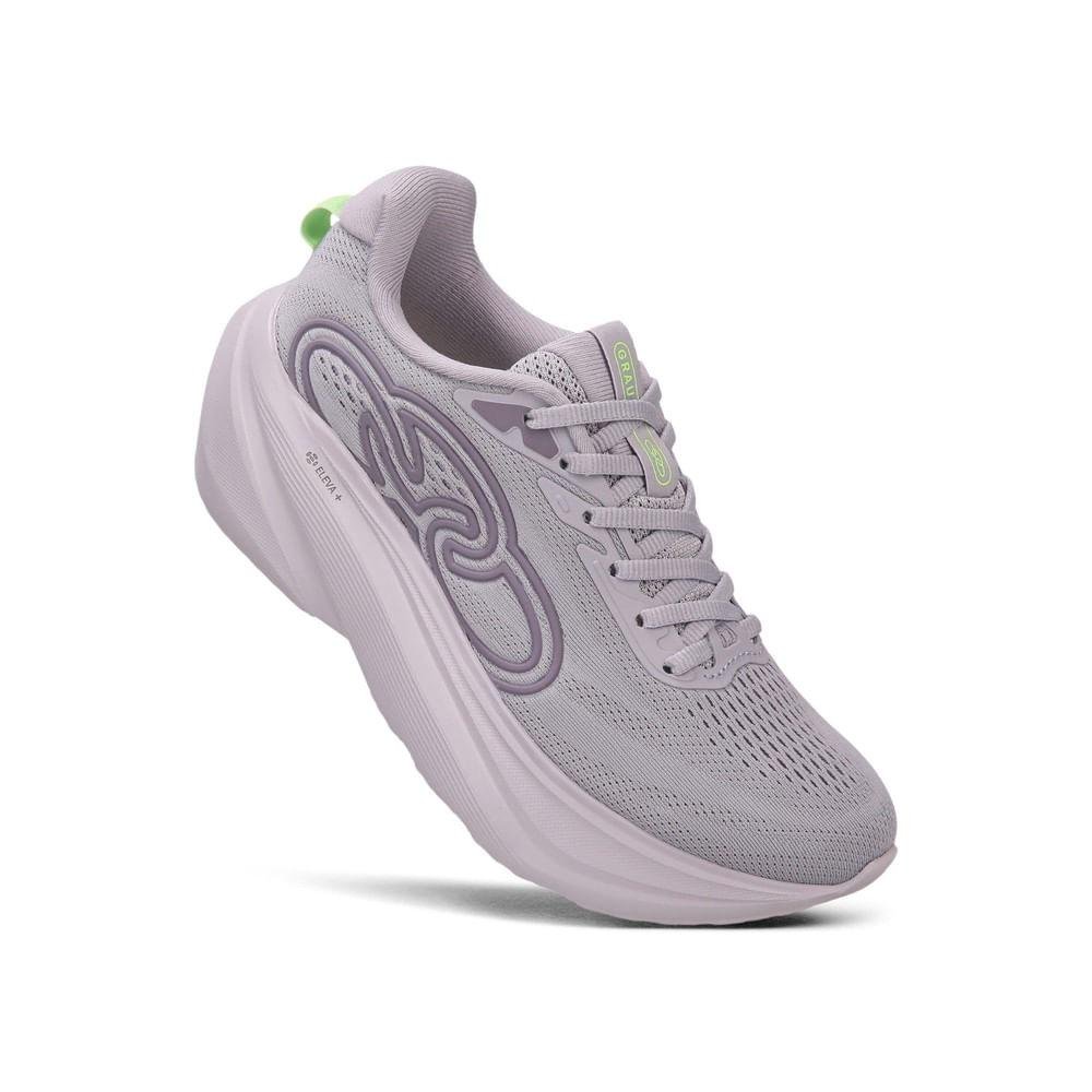 Tênis de Corrida Feminino Olympikus Grau Amortecimento Roxo 2