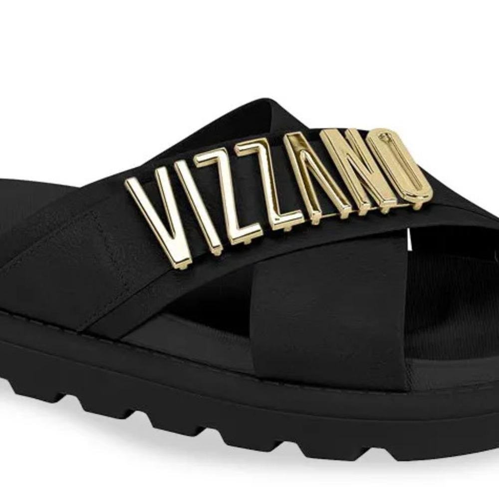 Papete Slide Vizzano Tiras Cross Feminina Preto 2
