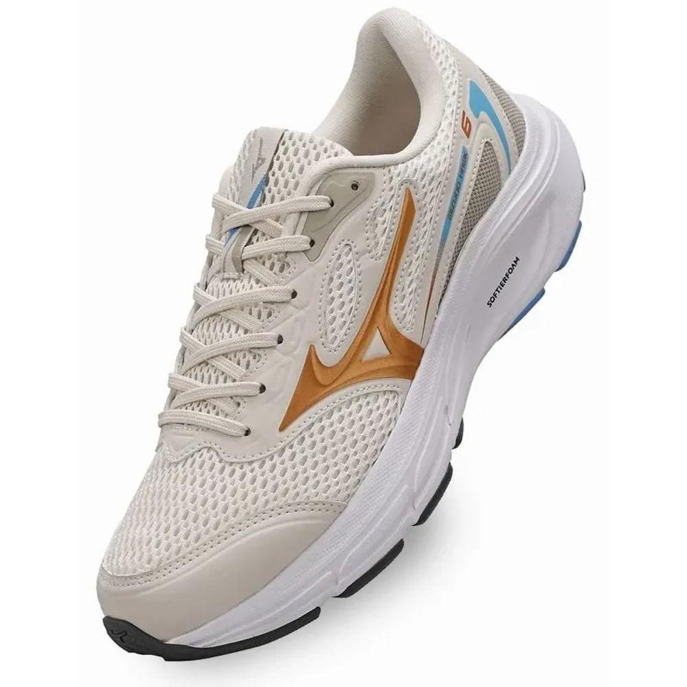Mizuno Wave Hawk 6 Tênis Esportivo Feminino Softier Foam Bege 3