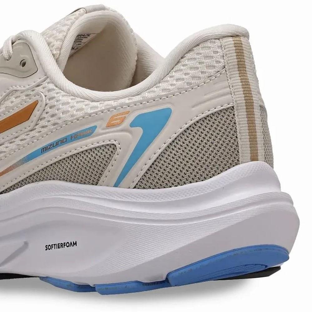 Mizuno Wave Hawk 6 Tênis Esportivo Feminino Softier Foam Bege 5