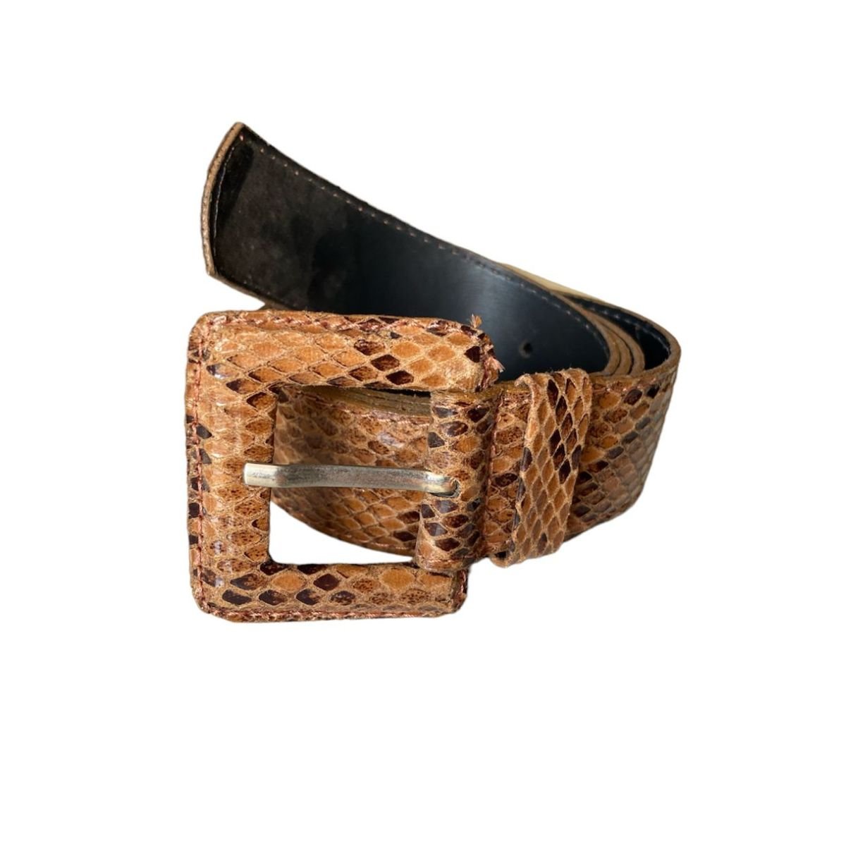 Cinto Feminino Casual Largo Cobra Marrom