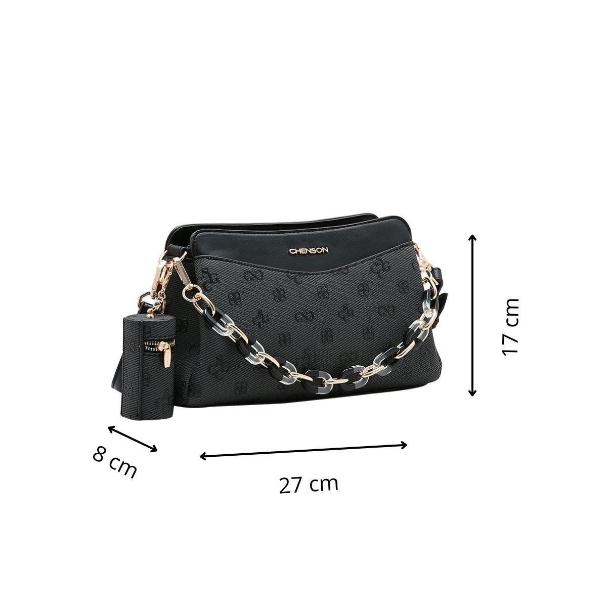Bolsa Feminina Chenson Monograma Atemporal 3485416 Preto Preto 4