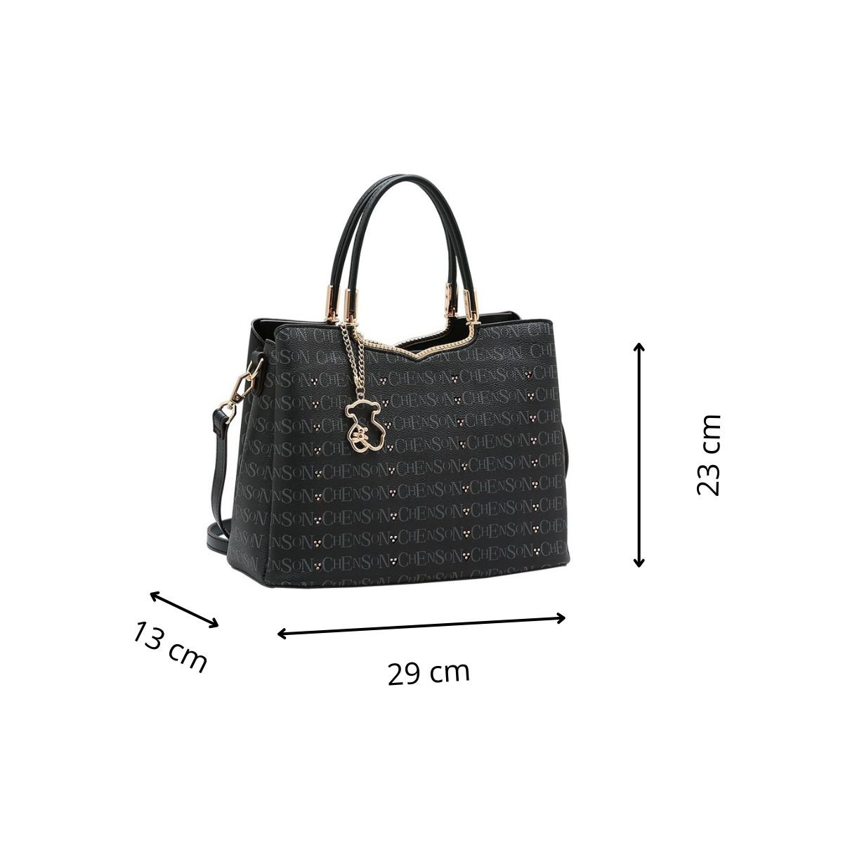 Bolsa Feminina Chenson Cristal Monograma 3485398 Preto Preto 4