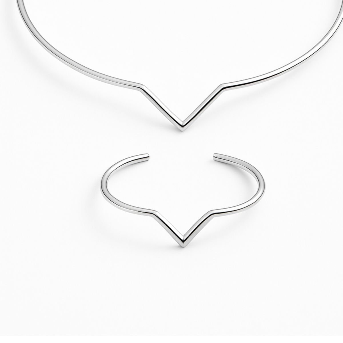 Conjunto Choker e Bracelete Folheado a Prata Aro em 