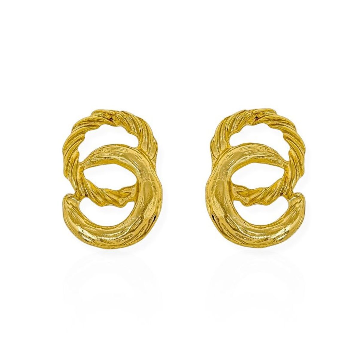 Brinco Feminino Folheado a Ouro 18k Design Aros Trançados Dourado