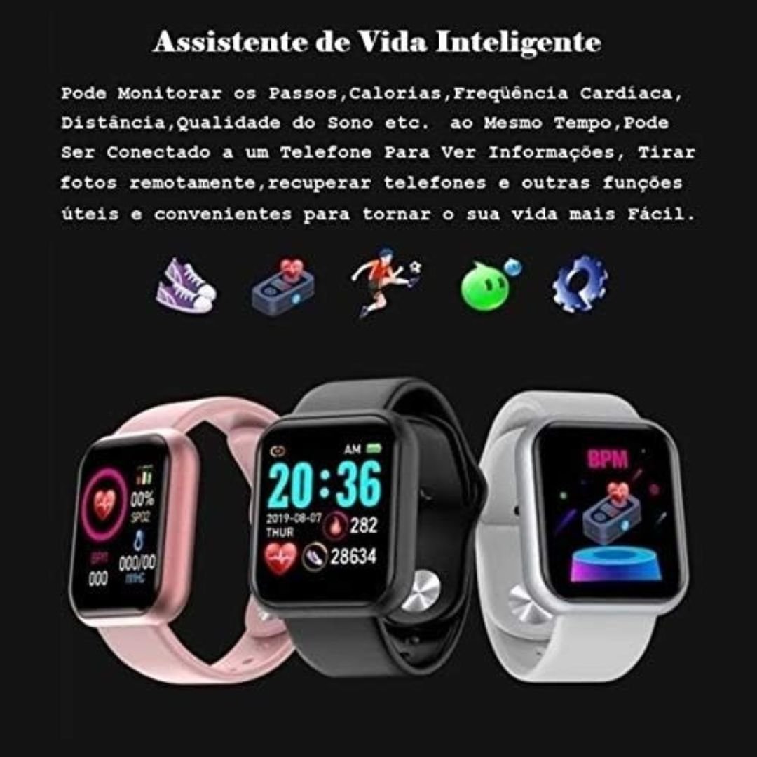 Relógio Smartwatch Inteligente D20 Pró Y68 Branco Prata 2