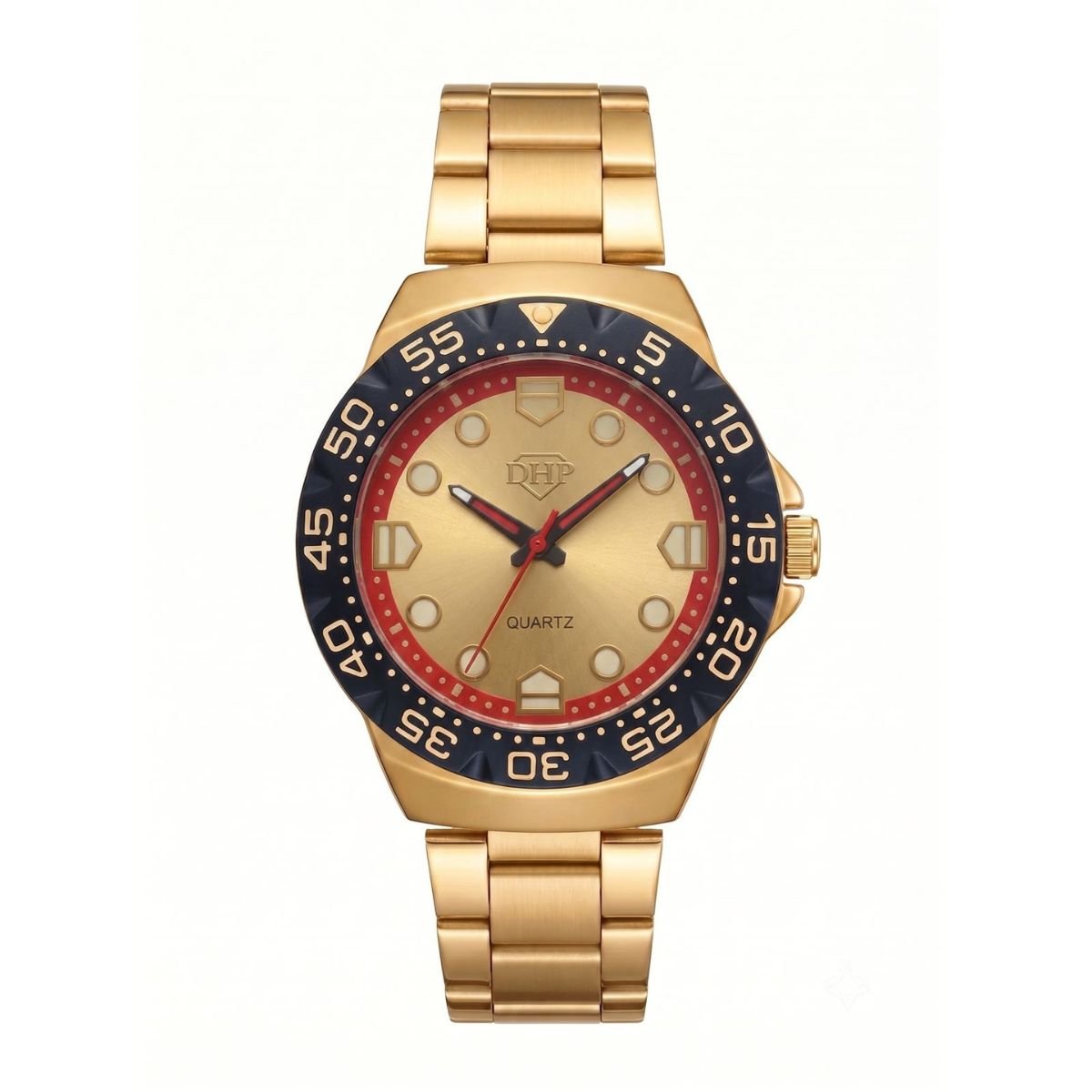 Relógio Masculino DHP Aço Inox A Prova D'água Catraca Dourado Dourado 2
