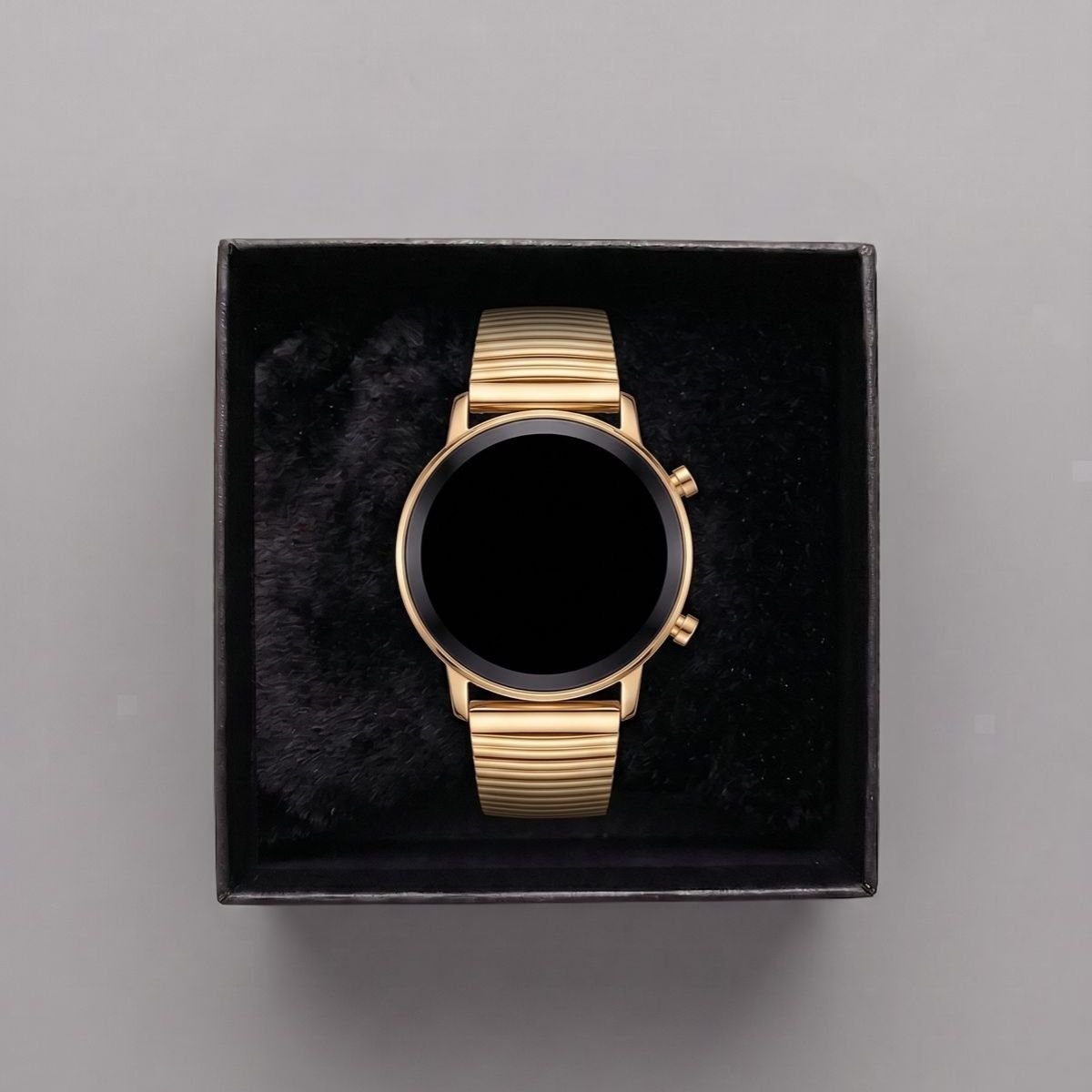 Relógio Feminino DHP Digital Led Dourado Pulseira Aço Inoxidável Fundo Preto à Prova d`água Dourado 5