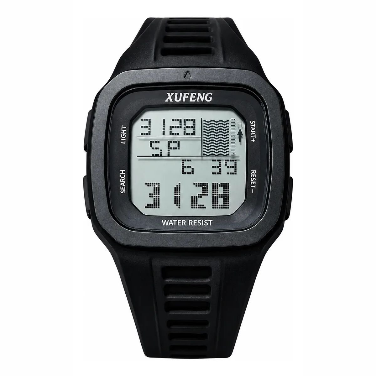 Relógio Digital Masculino Xufeng Premium Prova Dágua Casual Esportivo Resistente Até 30 Metros Profundidade Luz Led Alarme Cronômetro Preto